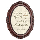 Rejoice And Be Glad Inspirational Mahogany Finish Wavy 5 x 7 Oval Table Top and Wall Photo Frame