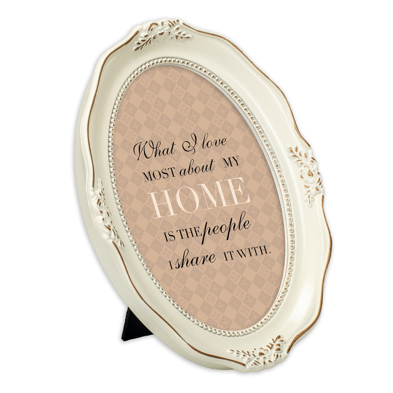 Love My Home Distressed Ivory Wavy 5 x 7 Oval Table and Wall Photo Frame