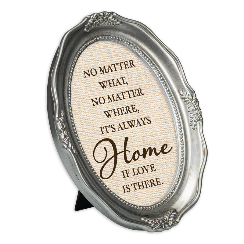 Always Home Brushed Silver Wavy 5 x 7 Oval Table and Wall Photo Frame