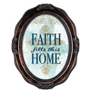Faith Fills This Home Burlwood Finish Wavy 5 x 7 Oval Table and Wall Photo Frame