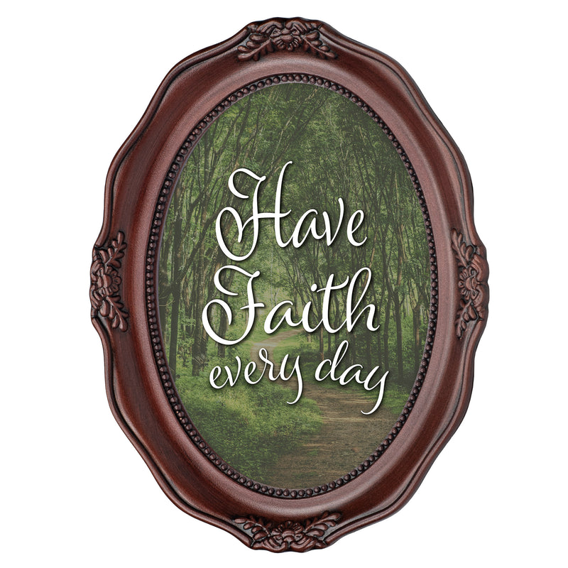 Faith Every Day Mahogany Finish Wavy 5 x 7 Oval Table and Wall Photo Frame
