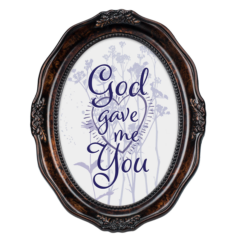 He Gave Me You Burlwood Finish Wavy 5 x 7 Oval Table and Wall Photo Frame