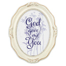 He Gave Me You Distressed Ivory Wavy 5 x 7 Oval Table and Wall Photo Frame