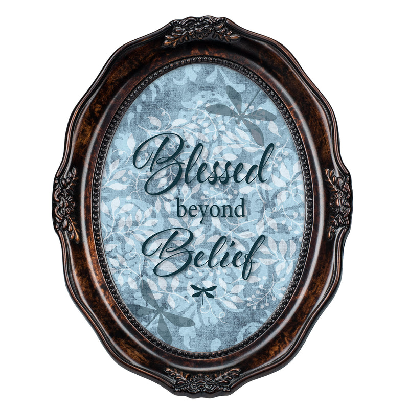 Blessed Beyond Belief Burlwood Finish Wavy 5 x 7 Oval Table and Wall Photo Frame
