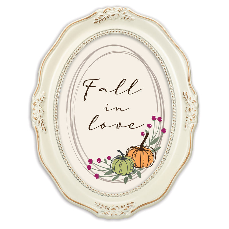 Fall In Love Ivory 5 x 7 Oval Wall And Tabletop Photo Frame