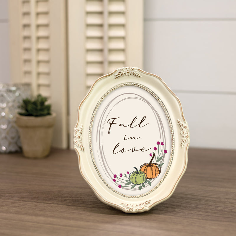 Fall In Love Ivory 5 x 7 Oval Wall And Tabletop Photo Frame
