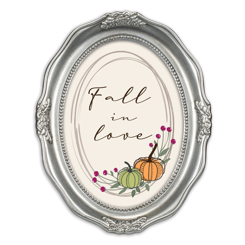 Fall In Love Silver 5 x 7 Oval Wall And Tabletop Photo Frame