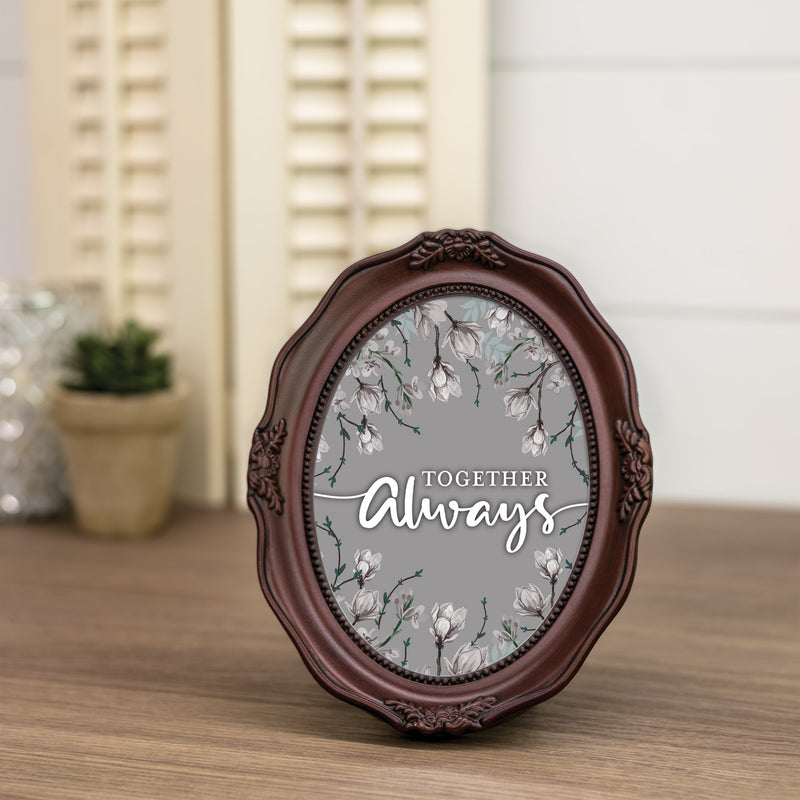 Together Always Mahogany 5 x 7 Oval Wall And Tabletop Photo Frame