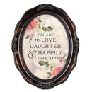Love Laughter Happily Ever After Amber 5 x 7 Oval Wall And Tabletop Photo Frame