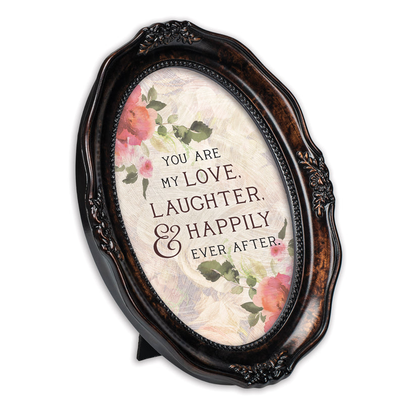 Love Laughter Happily Ever After Amber 5 x 7 Oval Wall And Tabletop Photo Frame