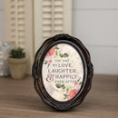 Love Laughter Happily Ever After Amber 5 x 7 Oval Wall And Tabletop Photo Frame