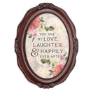 Love Laughter Happily Ever After Mahogany 5 x 7 Oval Wall And Tabletop Photo Frame