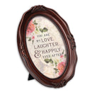 Love Laughter Happily Ever After Mahogany 5 x 7 Oval Wall And Tabletop Photo Frame