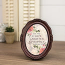 Love Laughter Happily Ever After Mahogany 5 x 7 Oval Wall And Tabletop Photo Frame