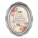 Love Laughter Happily Ever After Silver 5 x 7 Oval Wall And Tabletop Photo Frame