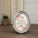 Love Laughter Happily Ever After Silver 5 x 7 Oval Wall And Tabletop Photo Frame