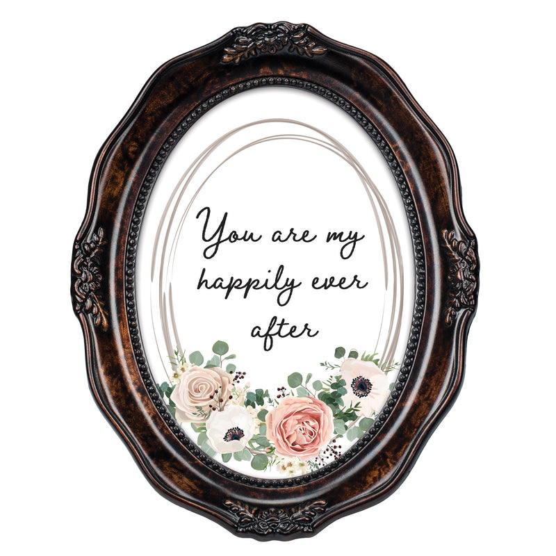 Happily Ever After Amber 5 x 7 Oval Wall And Tabletop Photo Frame