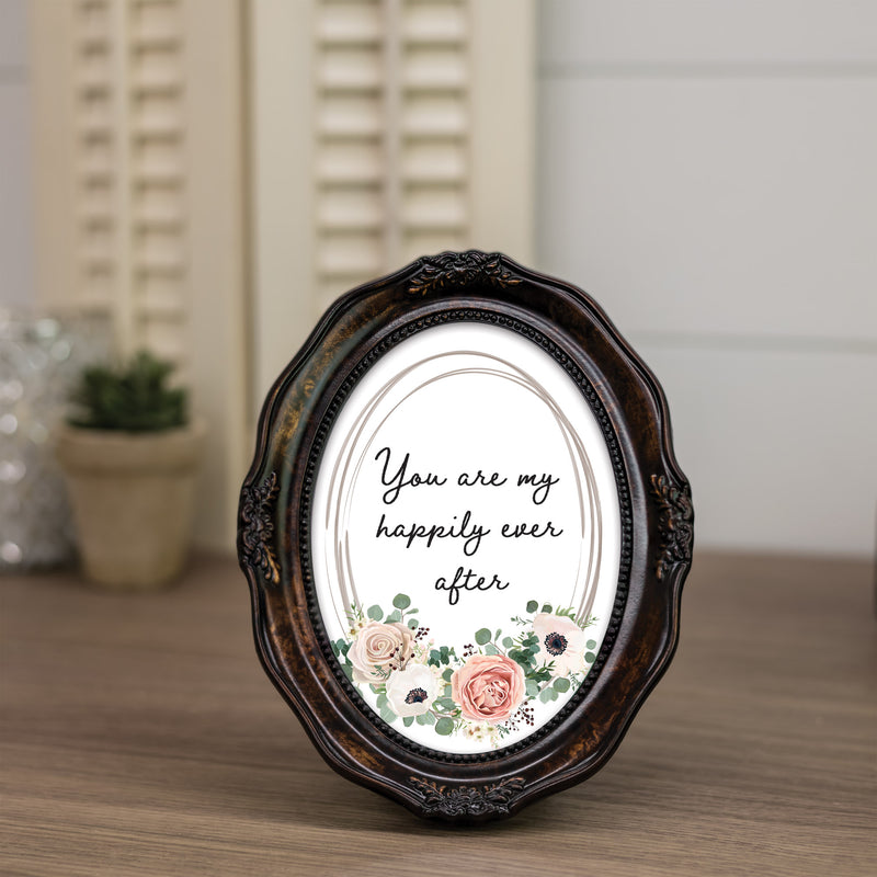 Happily Ever After Amber 5 x 7 Oval Wall And Tabletop Photo Frame