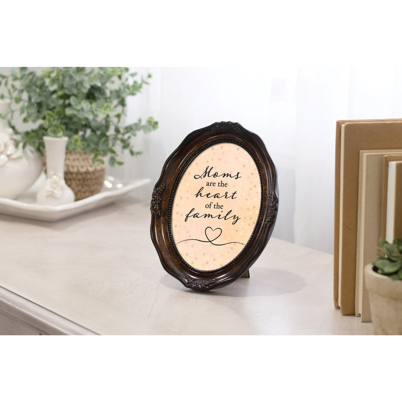 Moms Are The Heart Of The Family Amber 5 x 7 Oval Wall And Tabletop Photo Frame