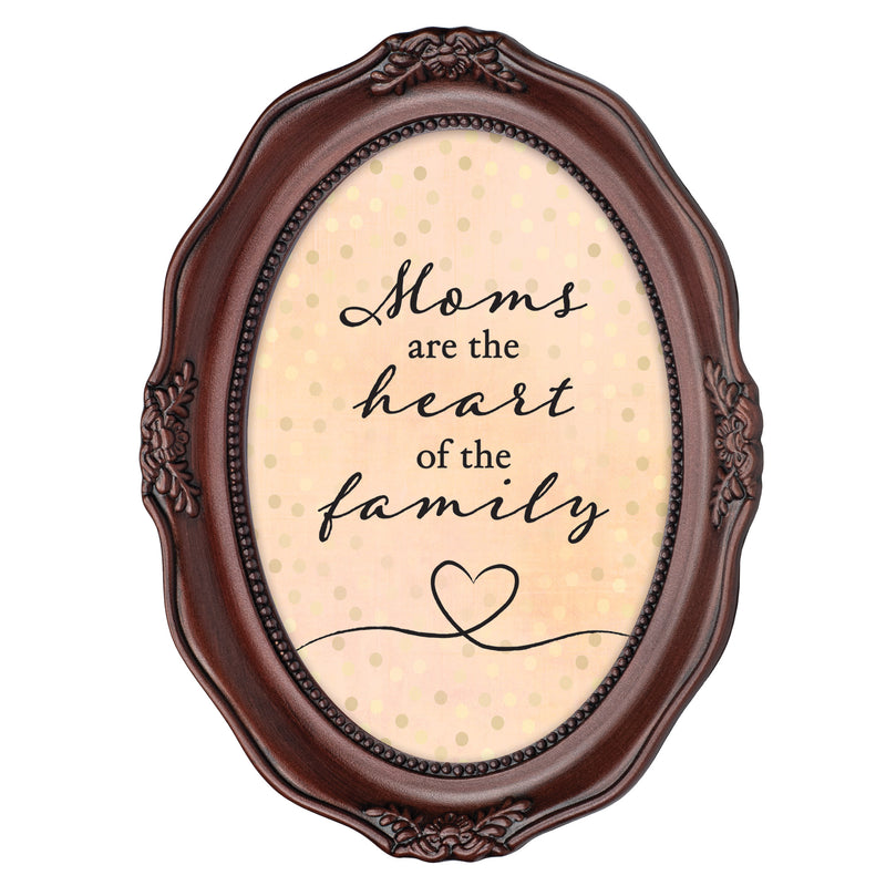 Moms Are The Heart Of The Family Mahogany 5 x 7 Oval Wall And Tabletop Photo Frame