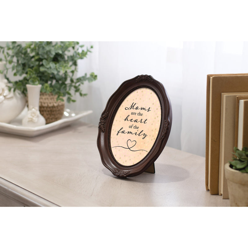 Moms Are The Heart Of The Family Mahogany 5 x 7 Oval Wall And Tabletop Photo Frame