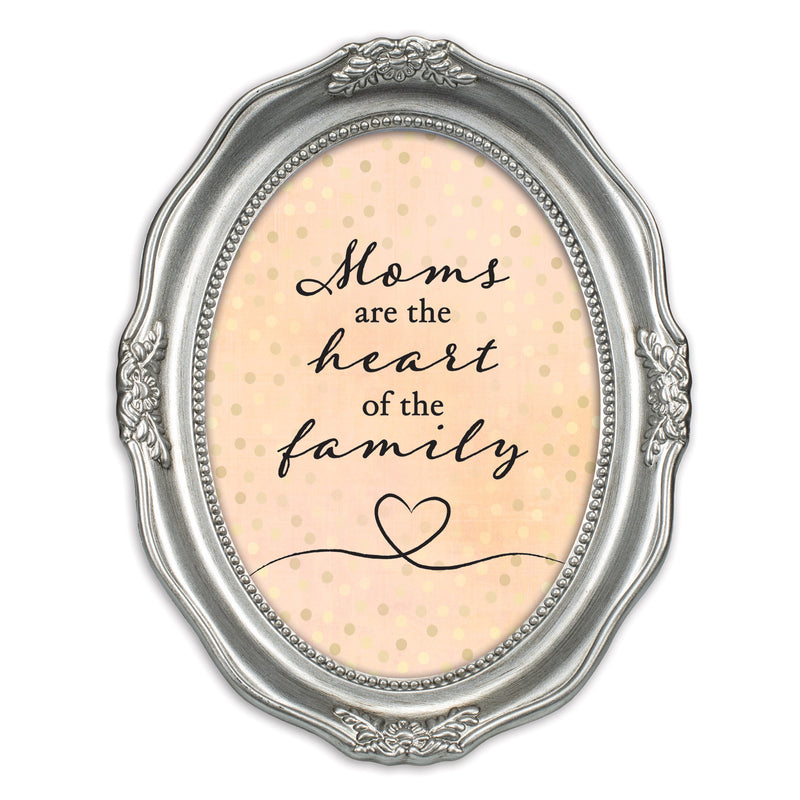 Moms Are The Heart Of The Family Silver 5 x 7 Oval Wall And Tabletop Photo Frame