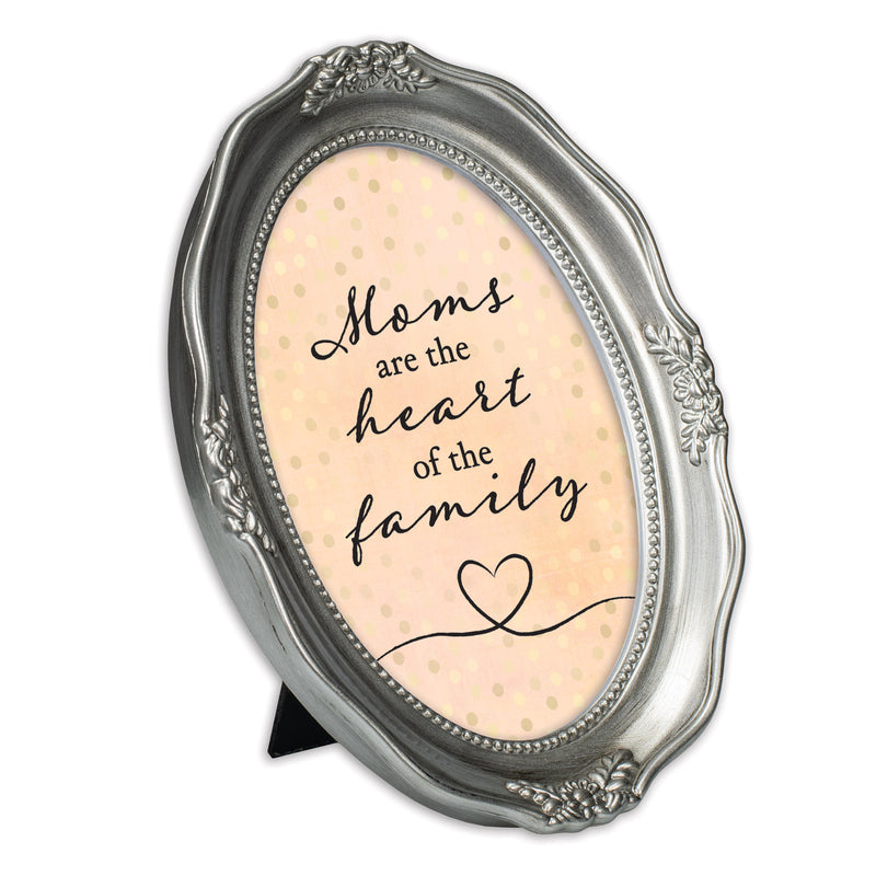 Moms Are The Heart Of The Family Silver 5 x 7 Oval Wall And Tabletop Photo Frame