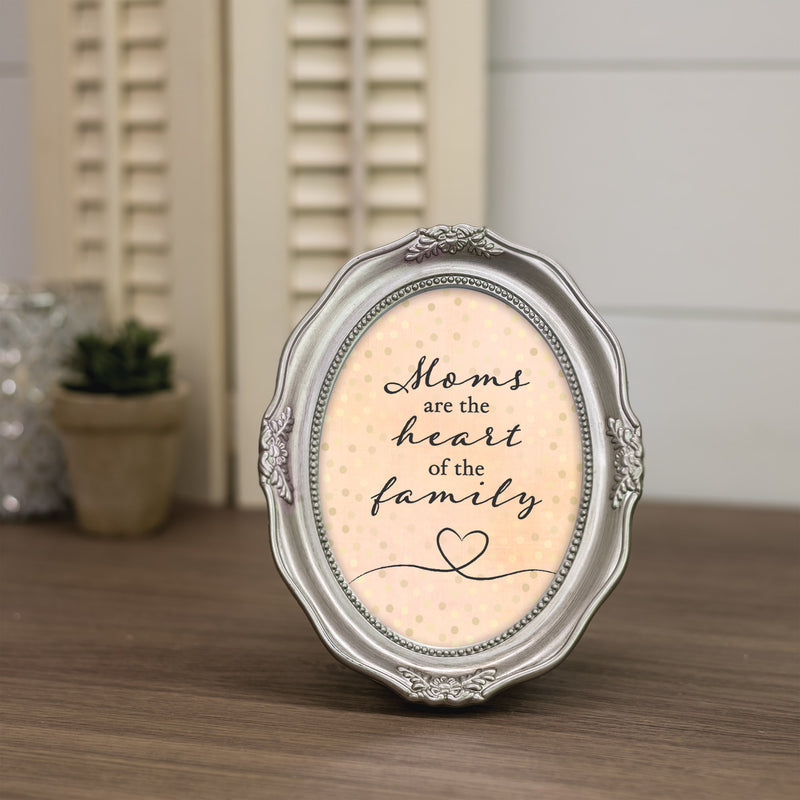 Moms Are The Heart Of The Family Silver 5 x 7 Oval Wall And Tabletop Photo Frame