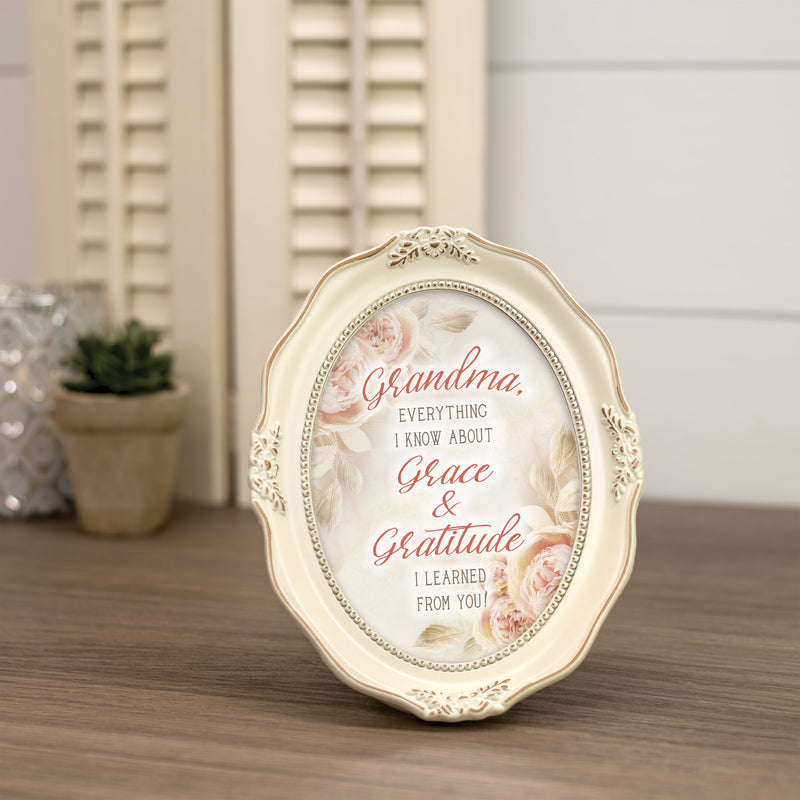 Grandma Grace And Gratitude Ivory 5 x 7 Oval Wall And Tabletop Photo Frame