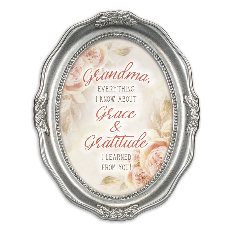 Grandma Grace And Gratitude Silver 5 x 7 Oval Wall And Tabletop Photo Frame