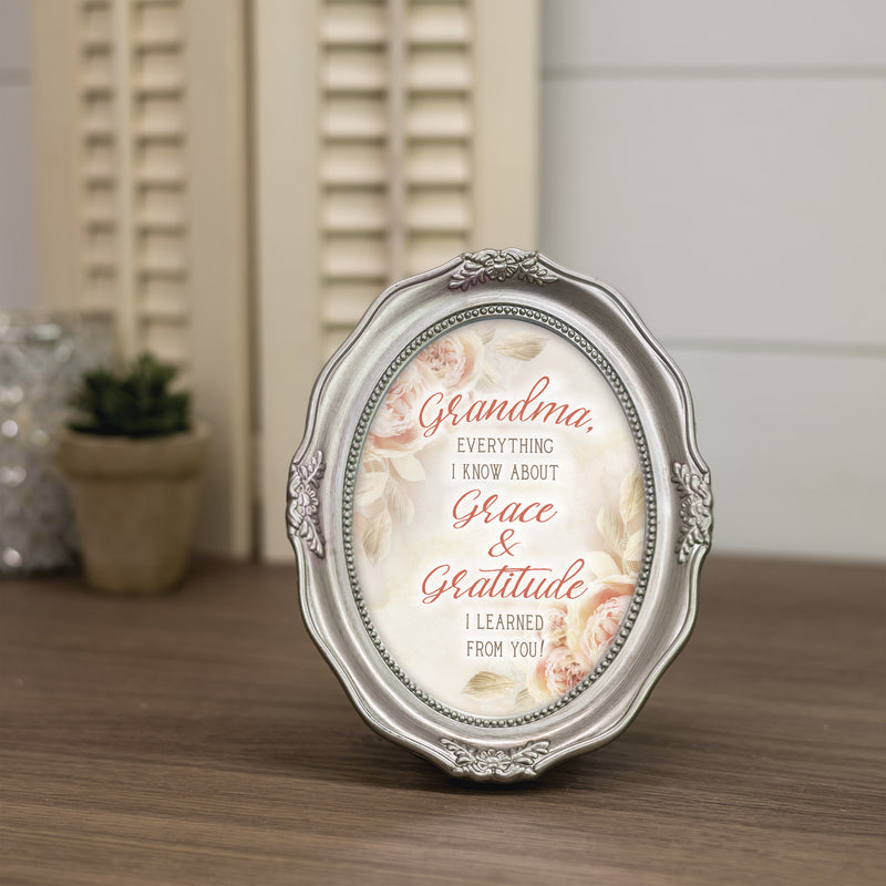 Grandma Grace And Gratitude Silver 5 x 7 Oval Wall And Tabletop Photo Frame