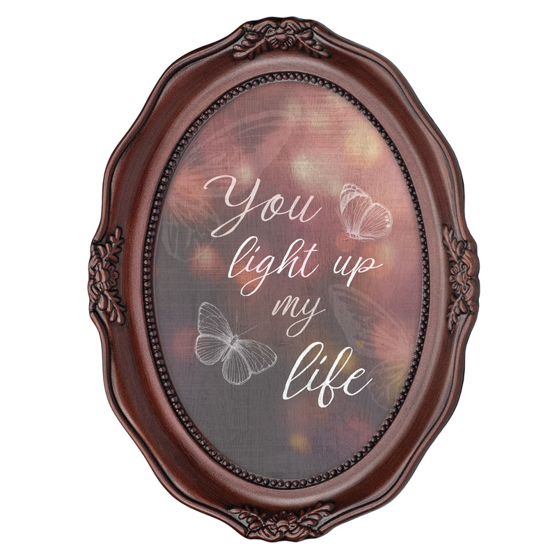 You Light Up My Life Mahogany 5 x 7 Oval Wall And Tabletop Photo Frame