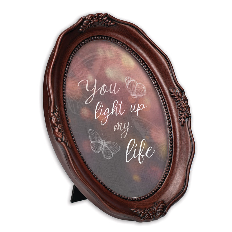 You Light Up My Life Mahogany 5 x 7 Oval Wall And Tabletop Photo Frame