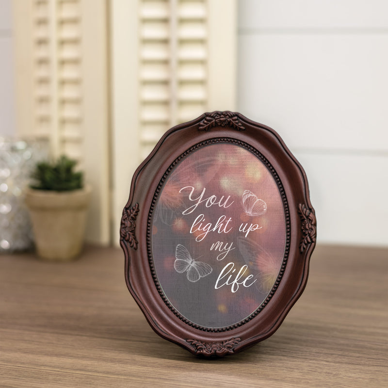 You Light Up My Life Mahogany 5 x 7 Oval Wall And Tabletop Photo Frame