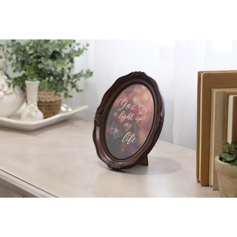 You Light Up My Life Mahogany 5 x 7 Oval Wall And Tabletop Photo Frame