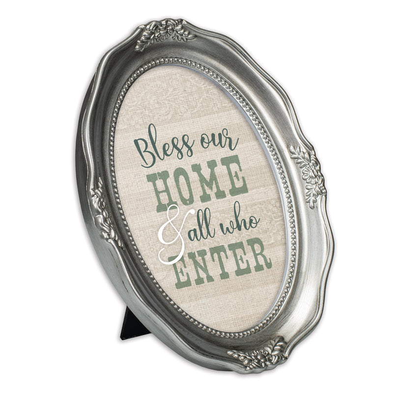 Bless Our Home Silver 5 x 7 Oval Wall And Tabletop Photo Frame
