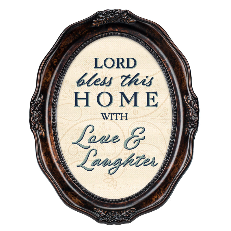 Bless This Home Walnut  8.5  Inches Acrylic Oval Table Top and Wall Photo Frame