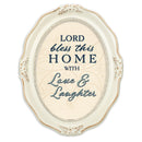 Bless This Home Ivory  8.5  Inches Acrylic Oval Table Top and Wall Photo Frame