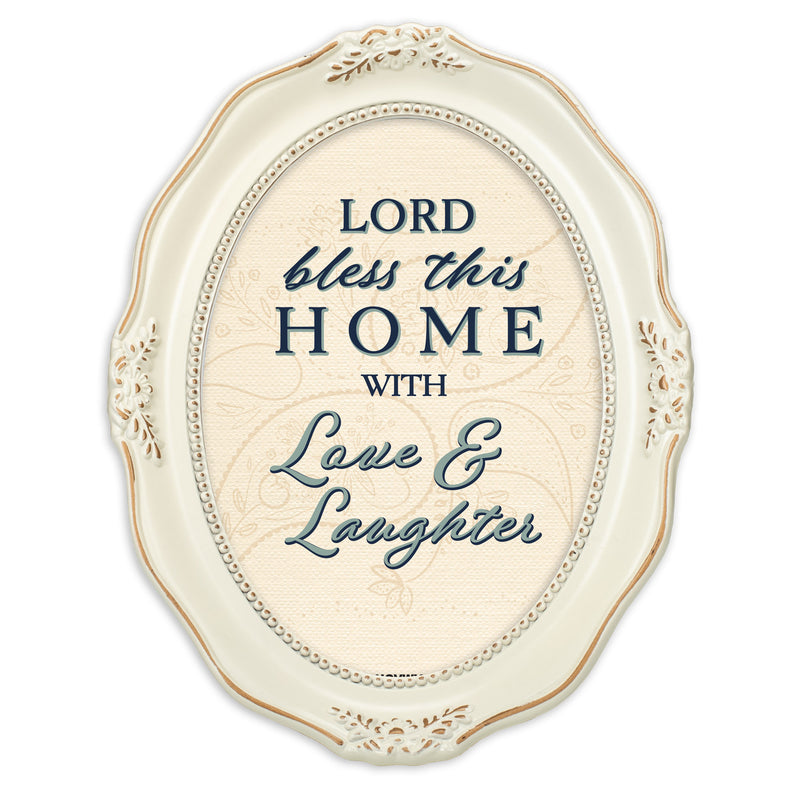 Bless This Home Ivory  8.5  Inches Acrylic Oval Table Top and Wall Photo Frame