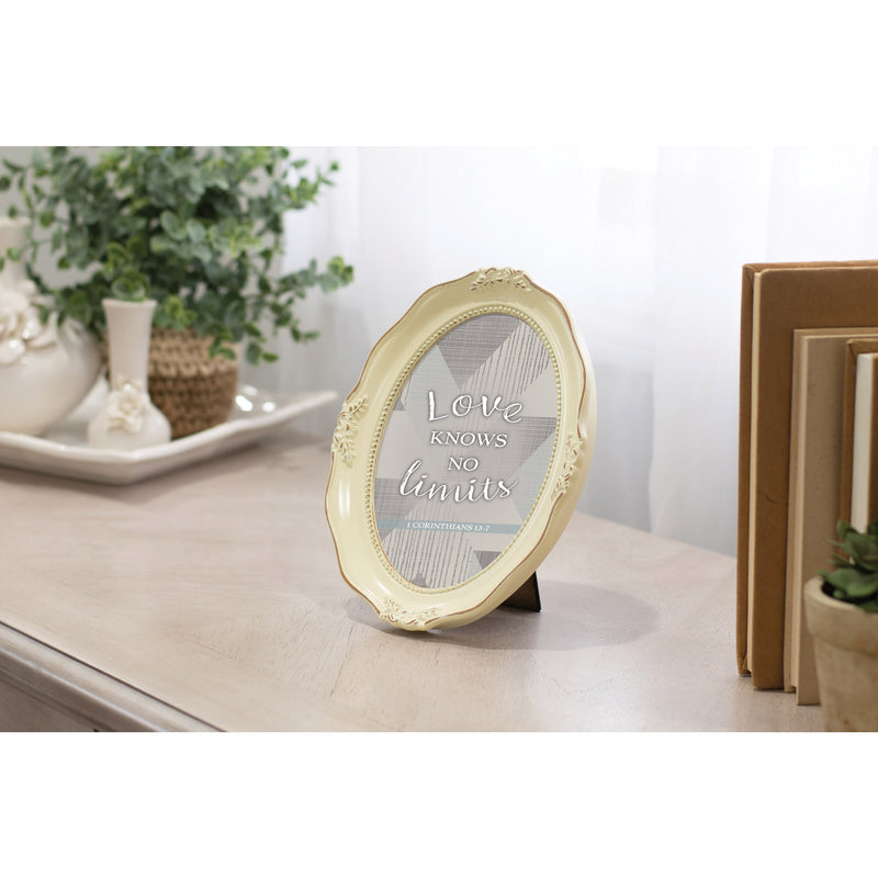 Love Knows No Limits Ivory 5 x 7 Oval Wall And Tabletop Photo Frame