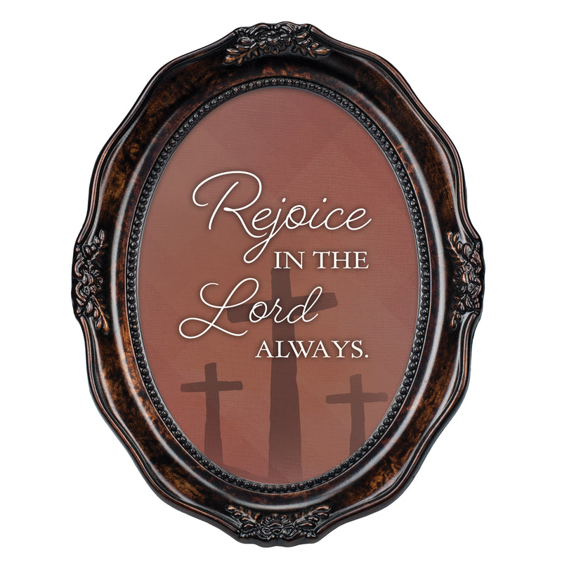 Rejoice In The Lord Amber 5 x 7 Oval Wall And Tabletop Photo Frame