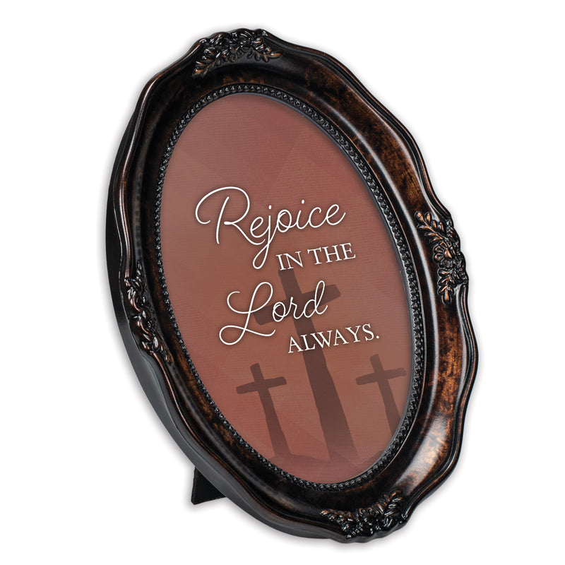 Rejoice In The Lord Amber 5 x 7 Oval Wall And Tabletop Photo Frame