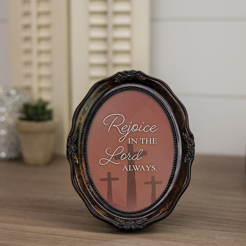 Rejoice In The Lord Amber 5 x 7 Oval Wall And Tabletop Photo Frame