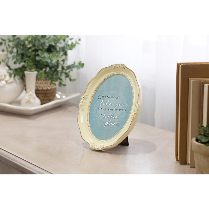 Grandmas Like You Make The World Better Ivory 5 x 7 Oval Wall And Tabletop Photo Frame