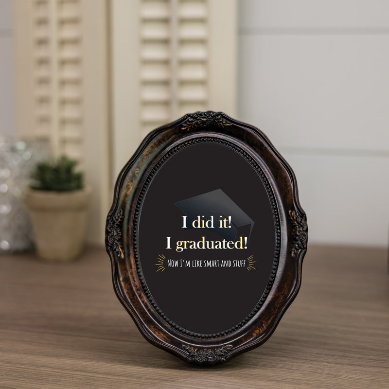 I Did It I Graduated Amber 5 x 7 Oval Wall And Tabletop Photo Frame