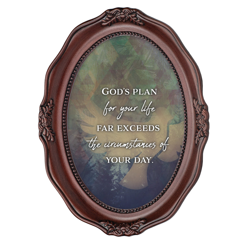 God's Plan For Your Life Mahogany 5 x 7 Oval Wall And Tabletop Photo Frame