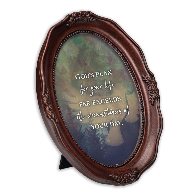 God's Plan For Your Life Mahogany 5 x 7 Oval Wall And Tabletop Photo Frame