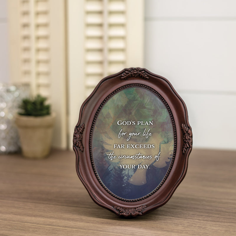 God's Plan For Your Life Mahogany 5 x 7 Oval Wall And Tabletop Photo Frame