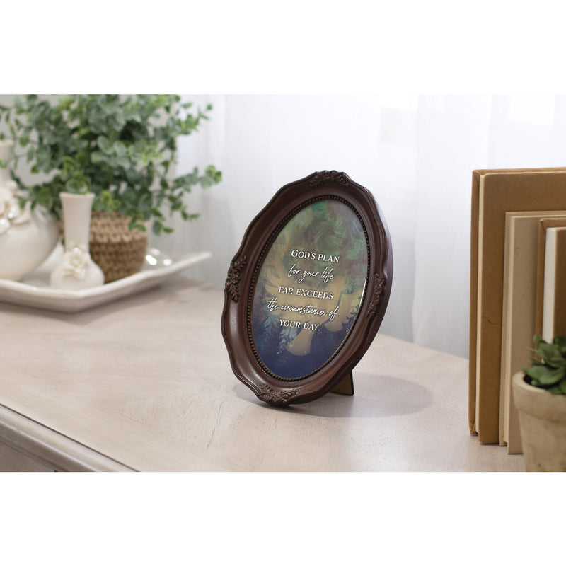 God's Plan For Your Life Mahogany 5 x 7 Oval Wall And Tabletop Photo Frame