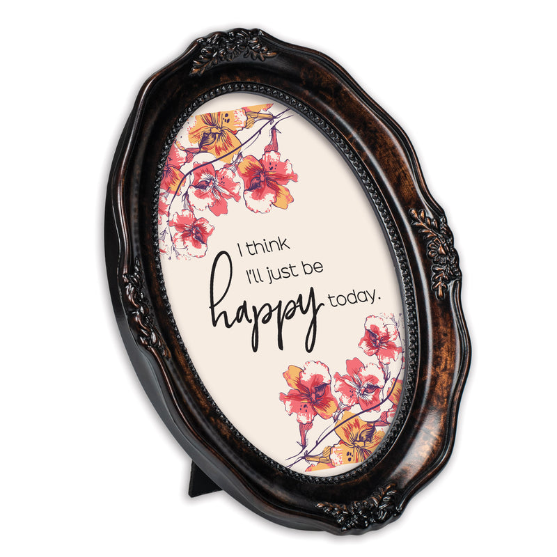 I'll Just Be Happy Today Amber 5 x 7 Oval Wall And Tabletop Photo Frame